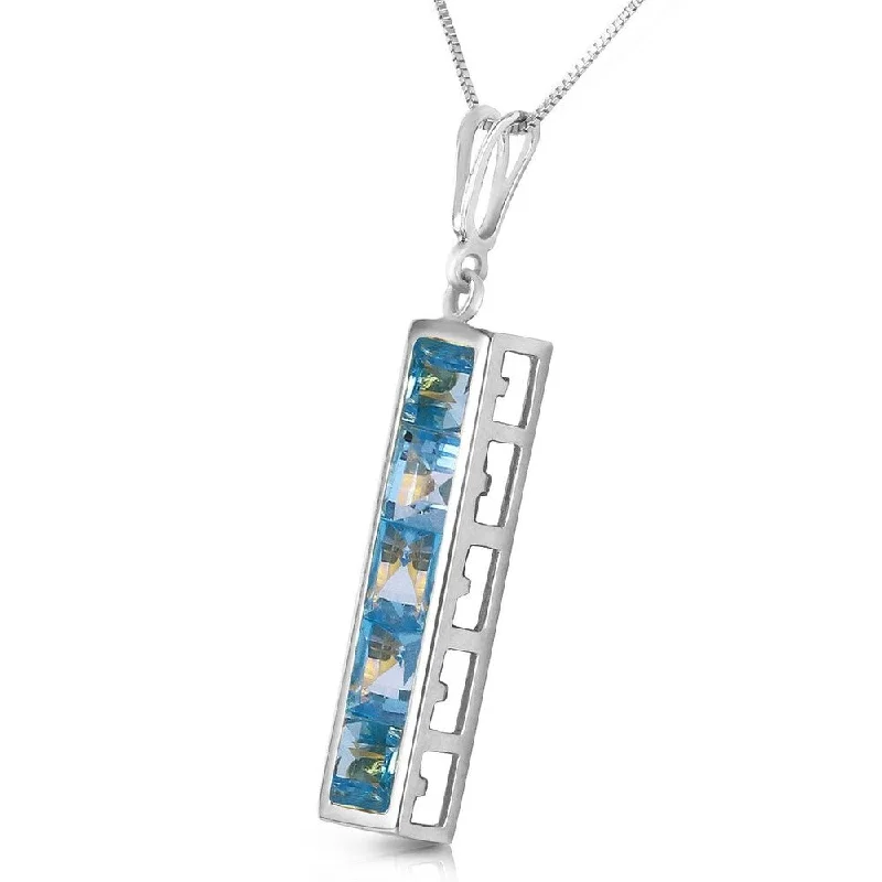 Light wood necklaces-2.25 Carat 14K Solid White Gold Caution To Wind Blue Topaz Necklace