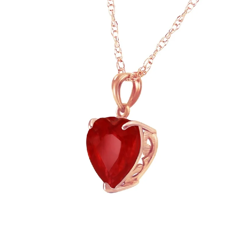 Old style necklaces-14K Solid Rose Gold Necklace with Natural 10mm Heart Ruby