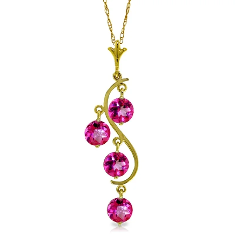 Vine braid necklaces-2.25 Carat 14K Gold Depth Pink Topaz Necklace