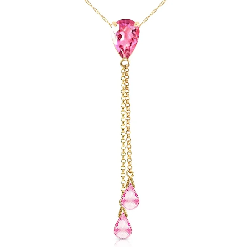 Cool wood necklaces-3.75 Carat 14K Gold Necklace Pink Topaz