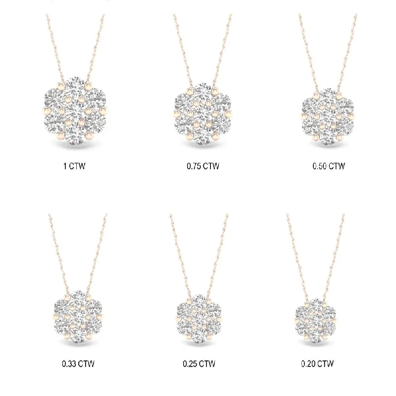 Lustrous pearl necklaces-1/5ct-1ct TDW Diamond Cluster Pendant Necklace in 10k Gold by De Couer