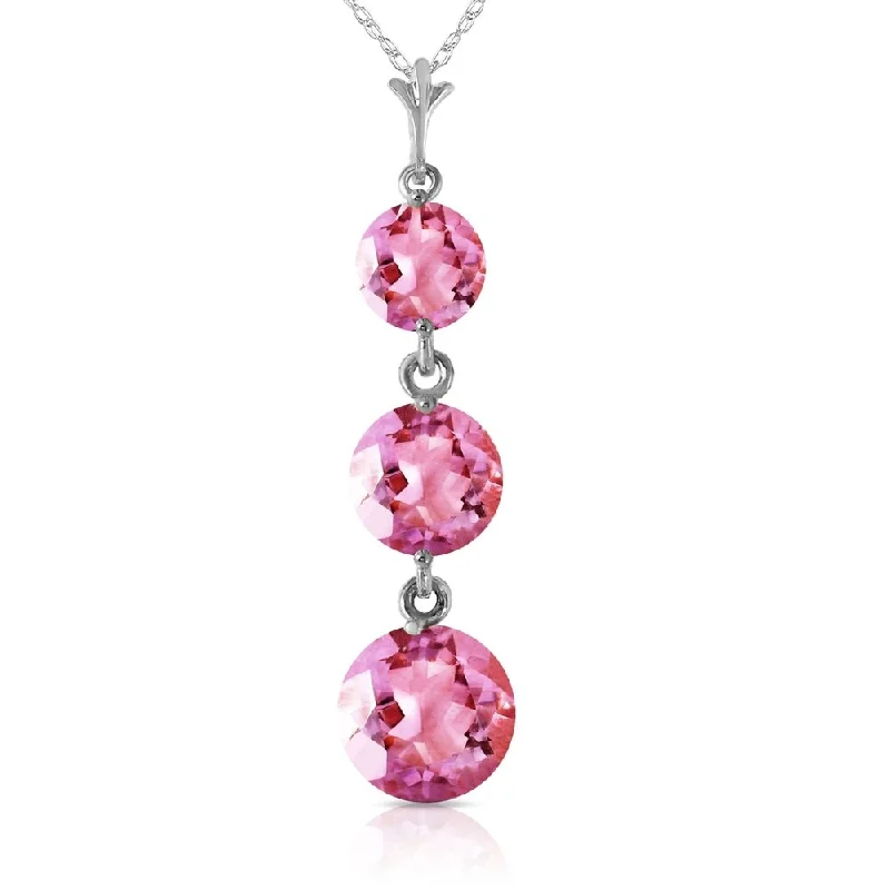 Sapphire gem necklaces-3.6 Carat 14K White Gold Necklace Natural Pink Topaz