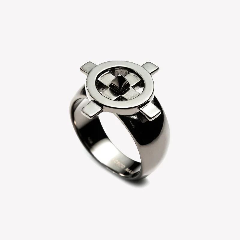 Sapphire solitaire rings-MENS COMPASS RING