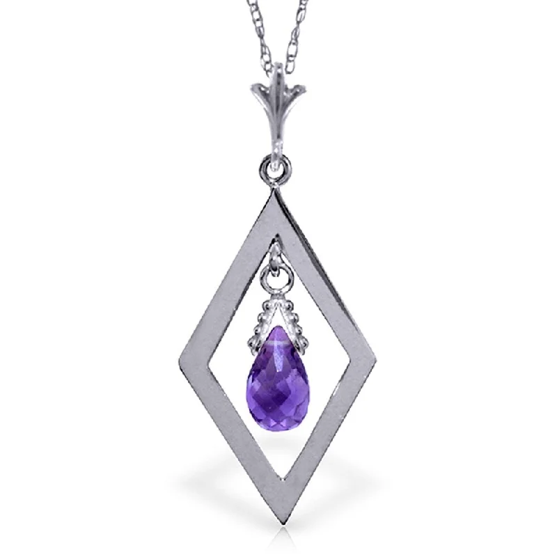 Vivid stone necklaces-0.7 Carat 14K White Gold Life's Heart Amethyst Necklace