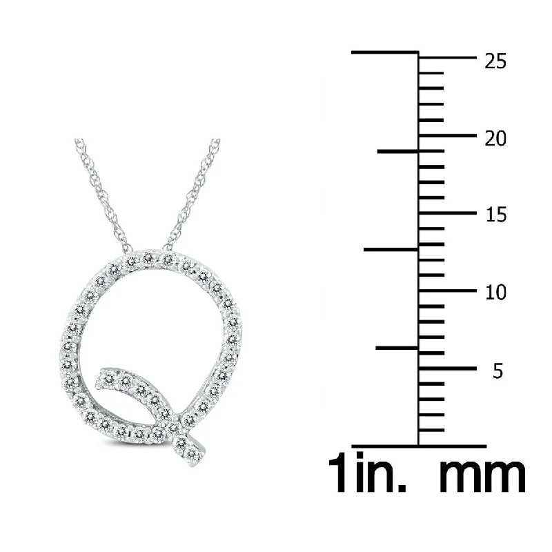 Mesh choker necklaces-Marquee 1/5 Carat TW Q Initial Diamond Pendant Necklace in 10K White Gold with Adjustable Chain