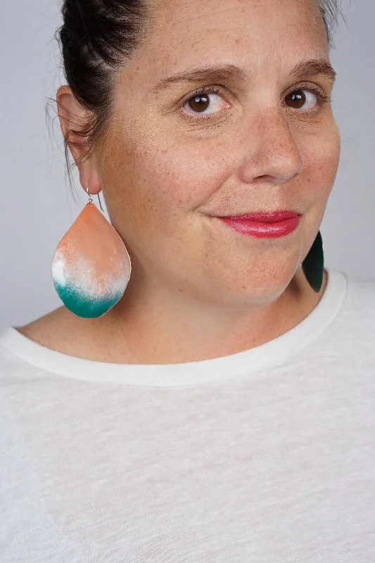 Chroma Statement Earrings in Dusty Rose and Emerald