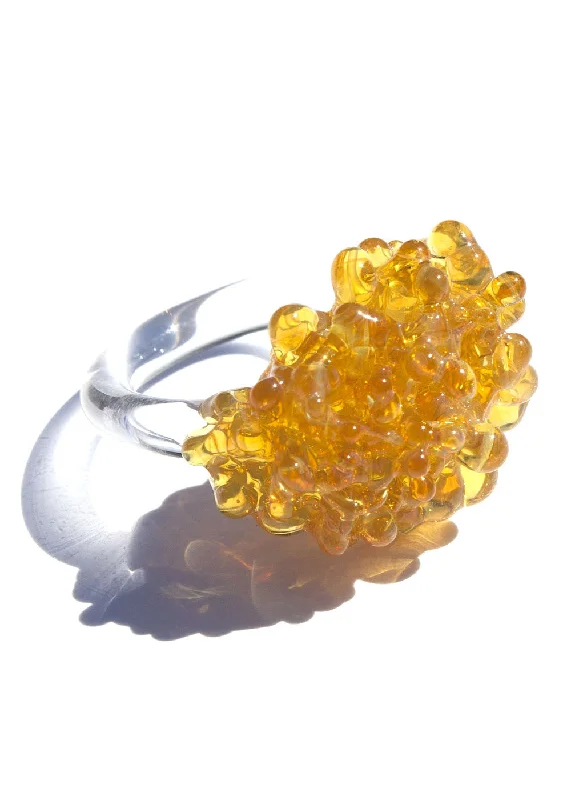 Fluid design rings-Glass Cluster Ring - Sunshine Yellow