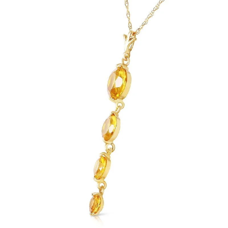 Cotton braid necklaces-3.9 Carat 14K Solid Gold Sunday Night Citrine Necklace