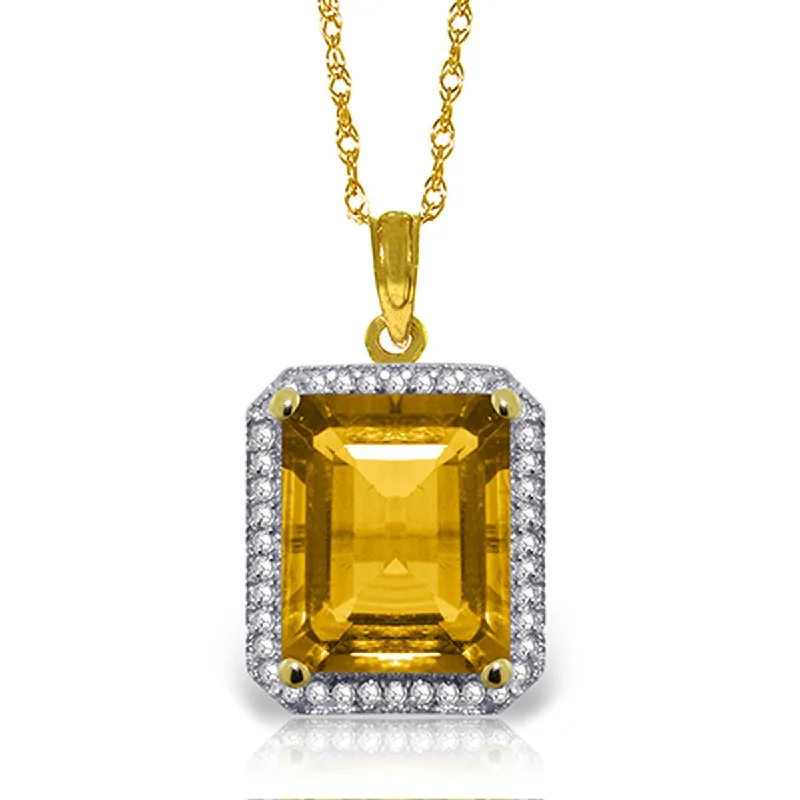 Ruby gem necklaces-5.4 Carat 14K Solid Gold Isabella Citrine Diamond Gemstone Necklace