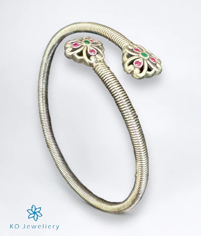 Light wood bangles-The Blooms Silver Flexible Open Bracelet