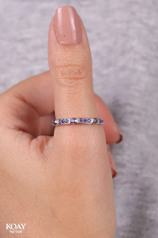 Fine thread rings-Zircon (042-Purple) Ring