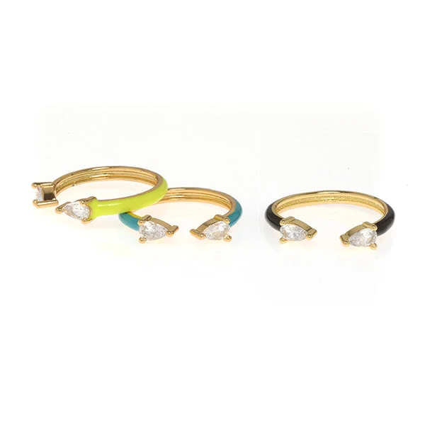 Hand-polished rings-Pear Enamel Ring