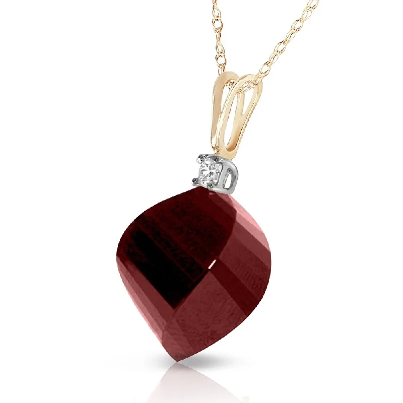 Multi-layer necklaces-15.3 Carat 14K Solid Gold Necklace Diamond Twisted Briolette Ruby