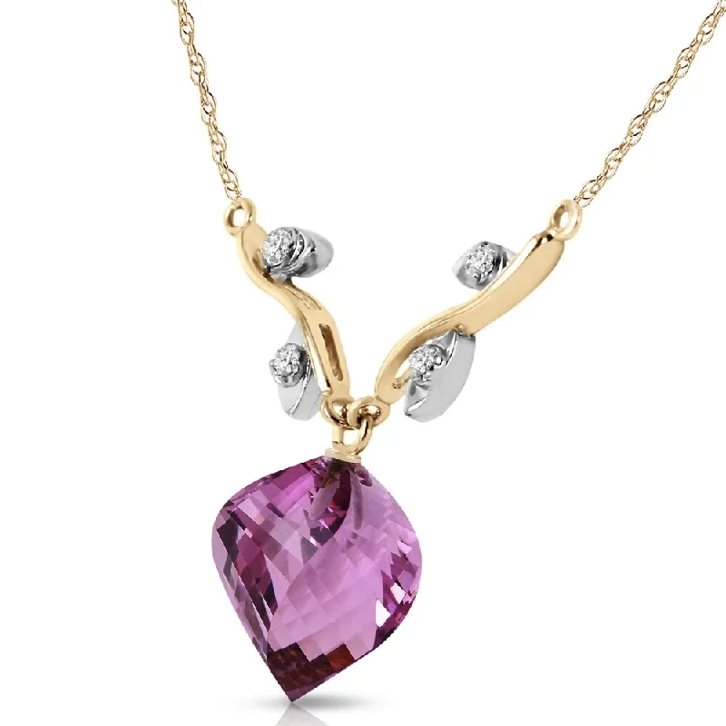 Layered chain necklaces-10.77 CTW 14K Solid Gold Necklace Diamond Twisted Briolette Amethyst