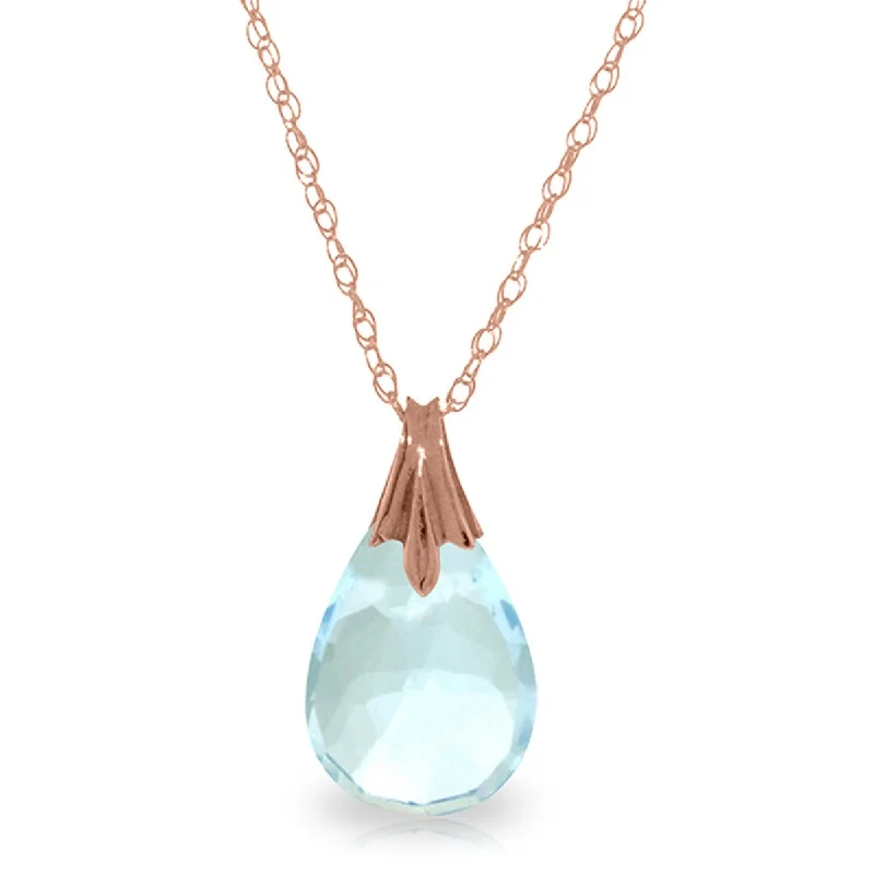 Sleek design necklaces-3 Carat 14K Solid Gold Your Voice Blue Topaz Briolette Necklace