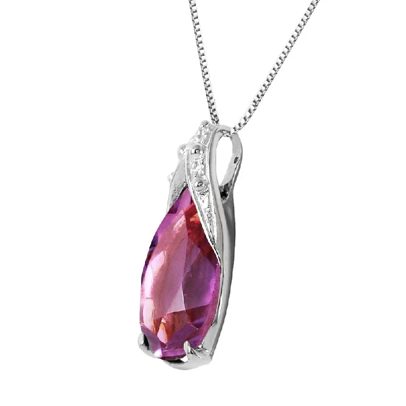 Square shape necklaces-5 CTW 14K Solid White Gold Evening Wind Amethyst Necklace