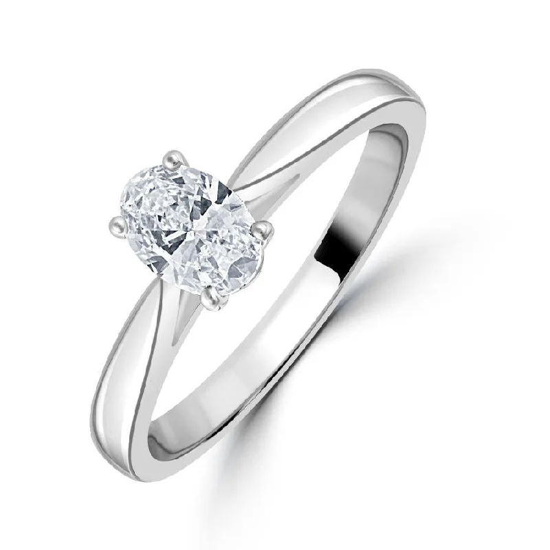 Tiny wing engagement rings-0.50ct Oval Cut Diamond Solitaire Platinum Ring