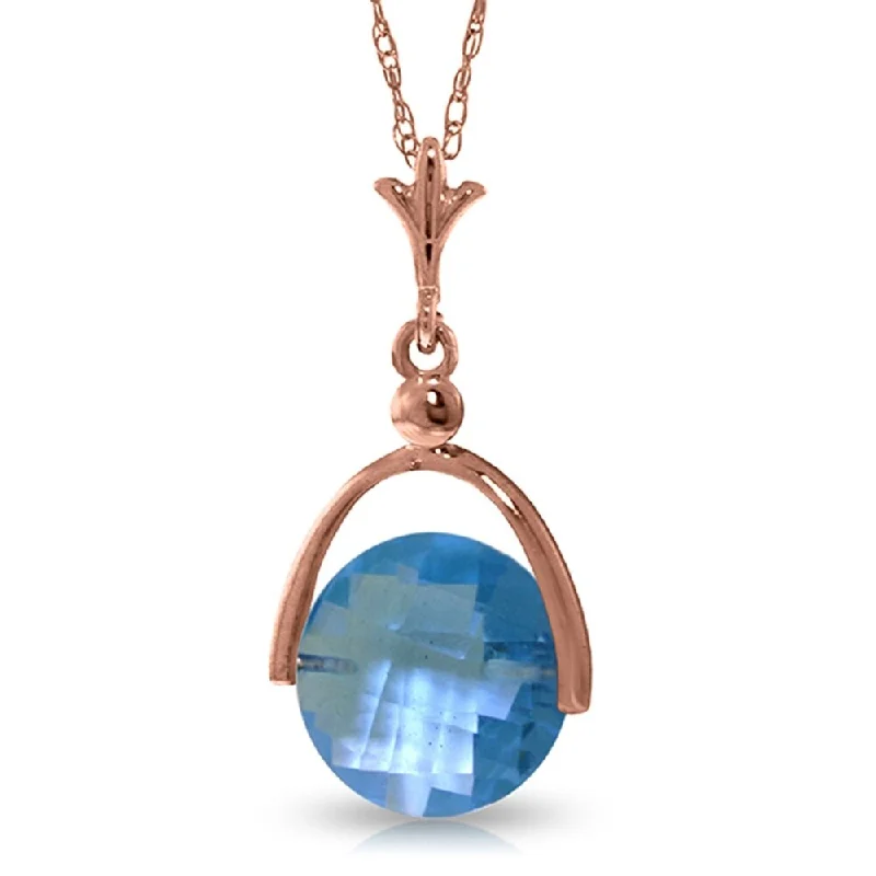 Regency style necklaces-14K Rose Gold Blue Topaz Necklace Certified