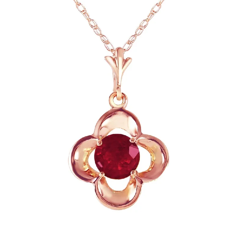 Fine bead necklaces-14K Rose Gold Ruby Necklace Gemstone Series Limited Edition