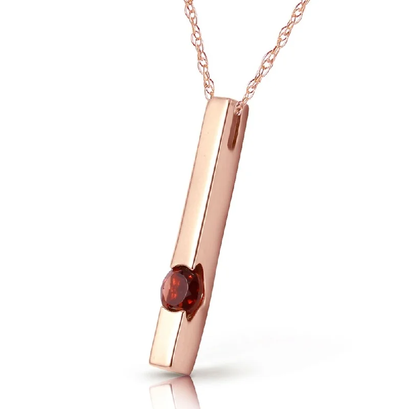 Turquoise gem necklaces-0.25 Carat 14K Solid Rose Gold Bar Garnet Necklace