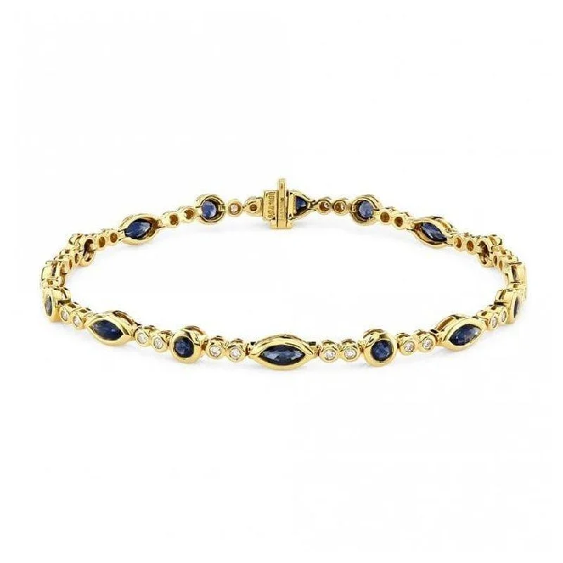 Bamboo motif engagement rings-18ct yellow gold Sapphire & Diamond bracelet