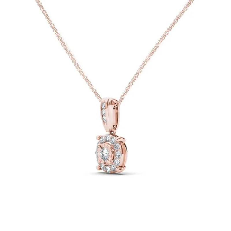 Daisy design necklaces-De Couer 10K Rose Gold 1/4ct TDW Diamond Necklace - Pink