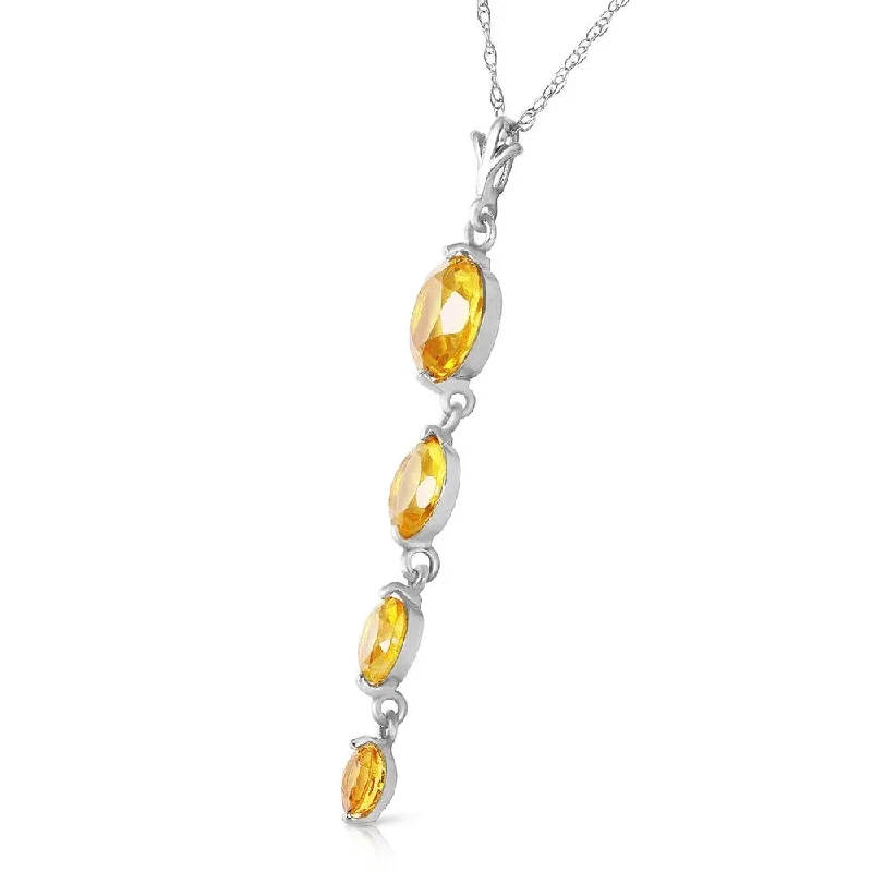 Alloy metal necklaces-3.9 Carat 14K Solid White Gold Love Course Citrine Necklace