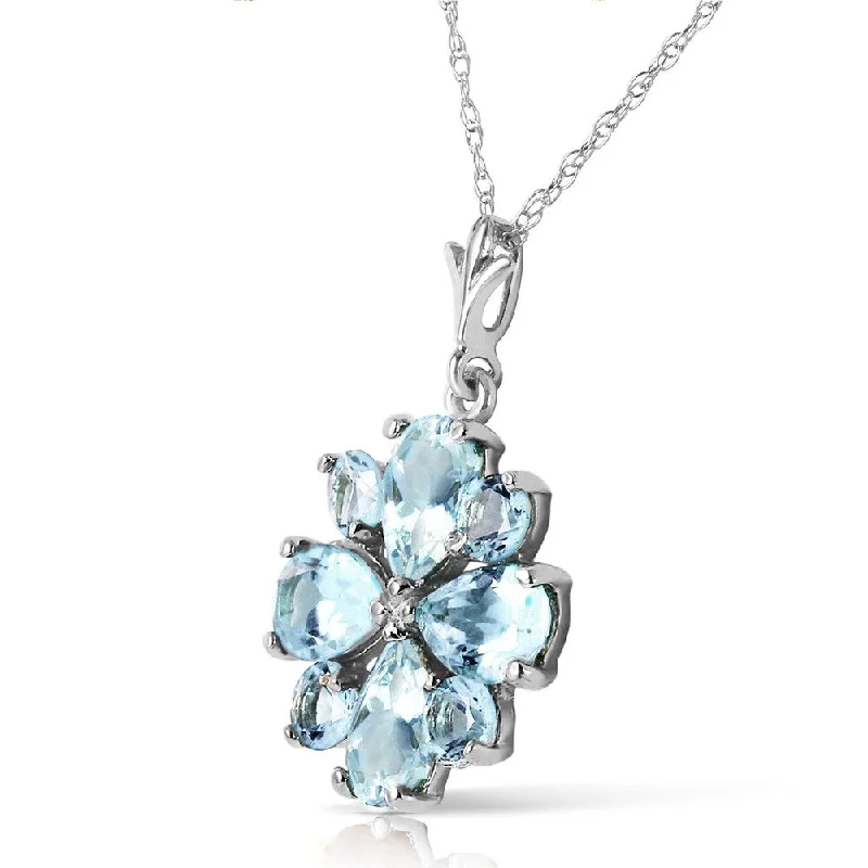 Linen cord necklaces-2.43 CTW 14K Solid White Gold Form Of Flattery Aquamarine Necklace