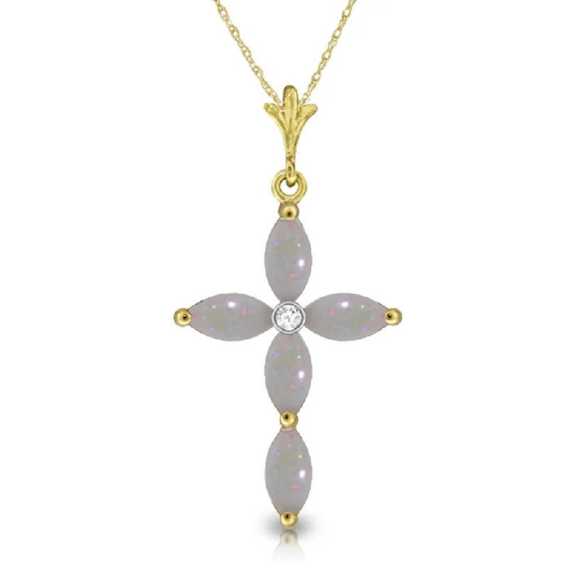 Ruby gem necklaces-0.69 Carat 14K Gold Necklace Natural Diamond Opal