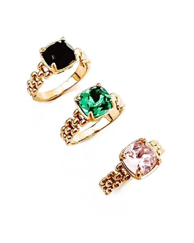 Oval stone rings-Rogan Stone Ring || Choose Color