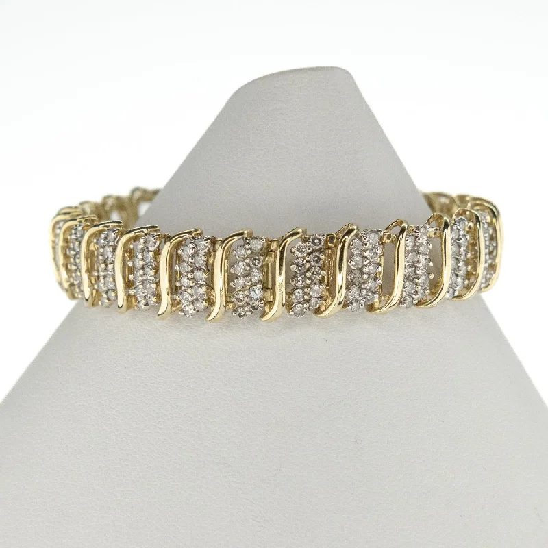 Ruby gem bangles-5.20ctw Multi Diamond 6.5" Tennis Bracelet in 10K Yeallow Gold