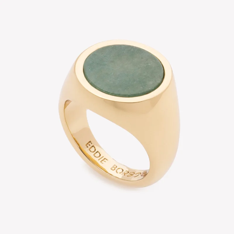 Multi-tier rings-INLAID SIGNET RING - JADE