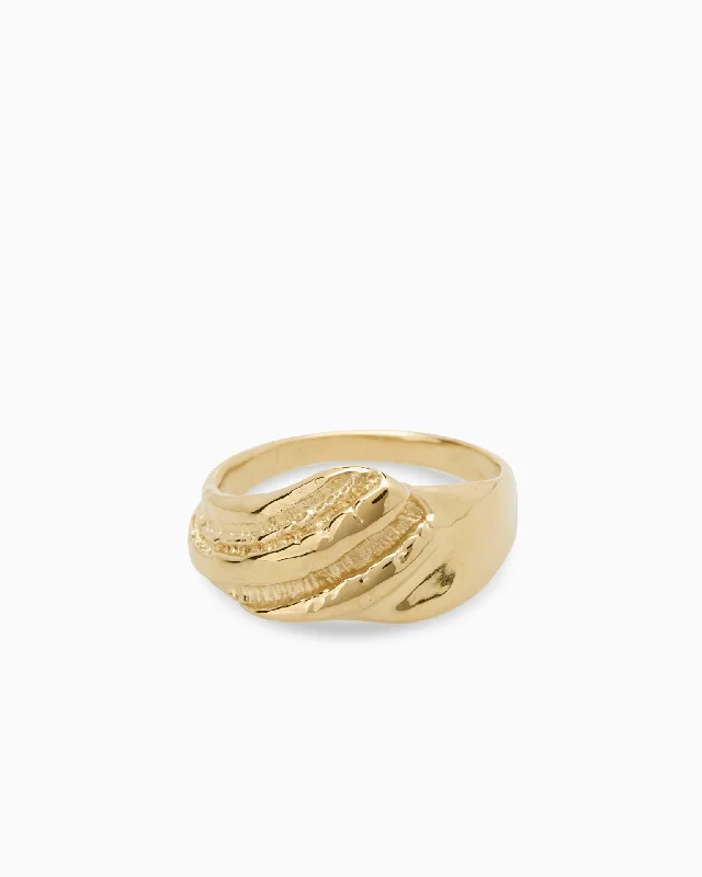 Petite flower rings-Shore Signet Ring | Solid Gold