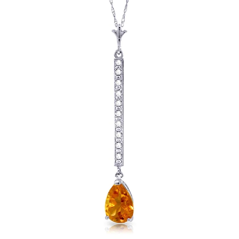 Custom name necklaces-1.8 Carat 14K White Gold Necklace Diamond Citrine