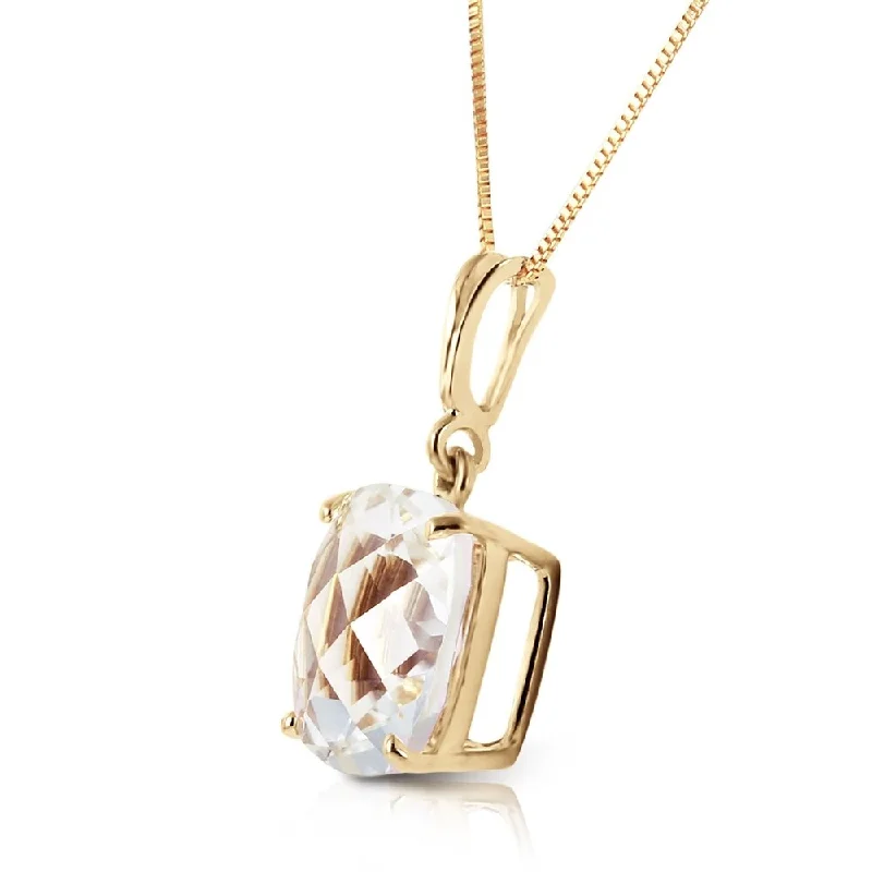 Retro charm necklaces-3.6 Carat 14K Solid Gold Necklace Natural Checkerboard Cut White Topaz