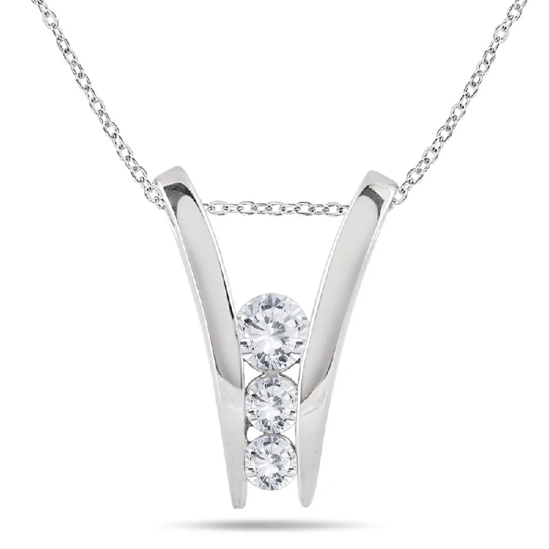 Wave pattern necklaces-Marquee 10k White Gold 1/2ct TDW Diamond 3-stone Necklace