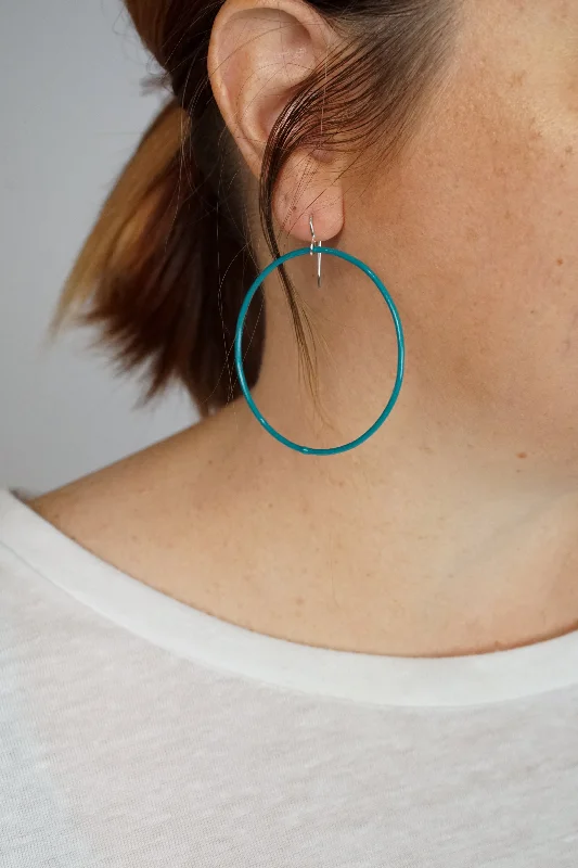 Large Evident Earrings in Bold Teal