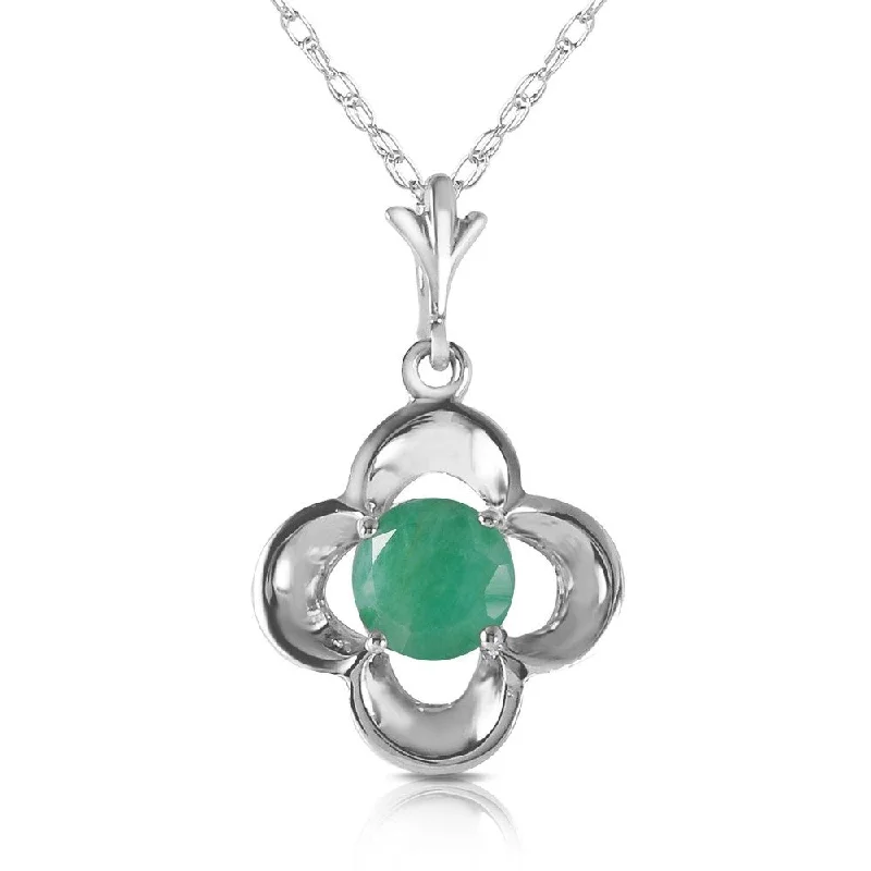 Worn bronze necklaces-0.55 Carat 14K White Gold Essential Spirit Emerald Necklace