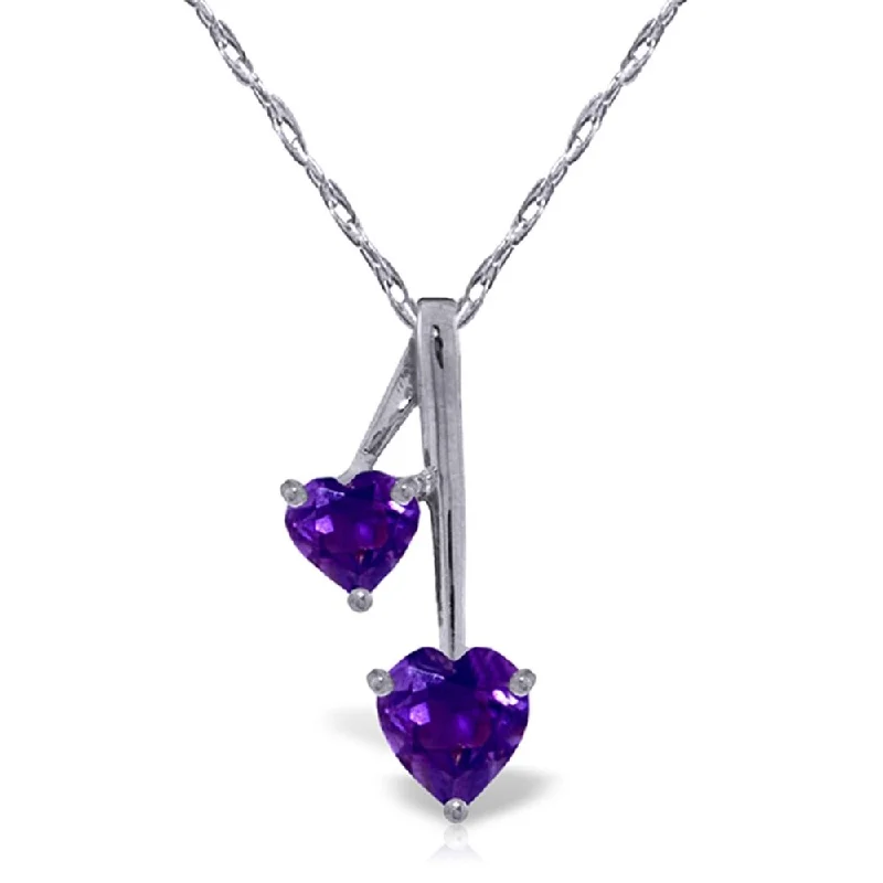 Fine bead necklaces-1.4 Carat 14K White Gold Hearts Necklace Natural Purple Amethyst