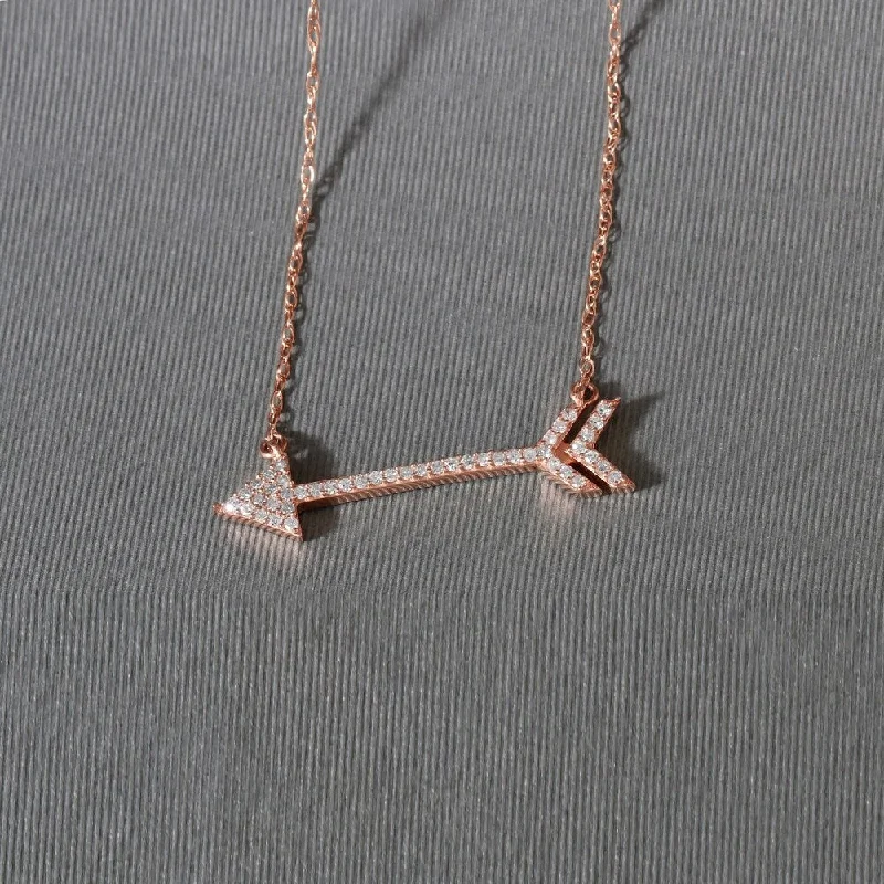 Swirl shape necklaces-De Couer 10k Rose Gold 1/8ct TDW Diamond Arrow-Shaped Necklace - Pink