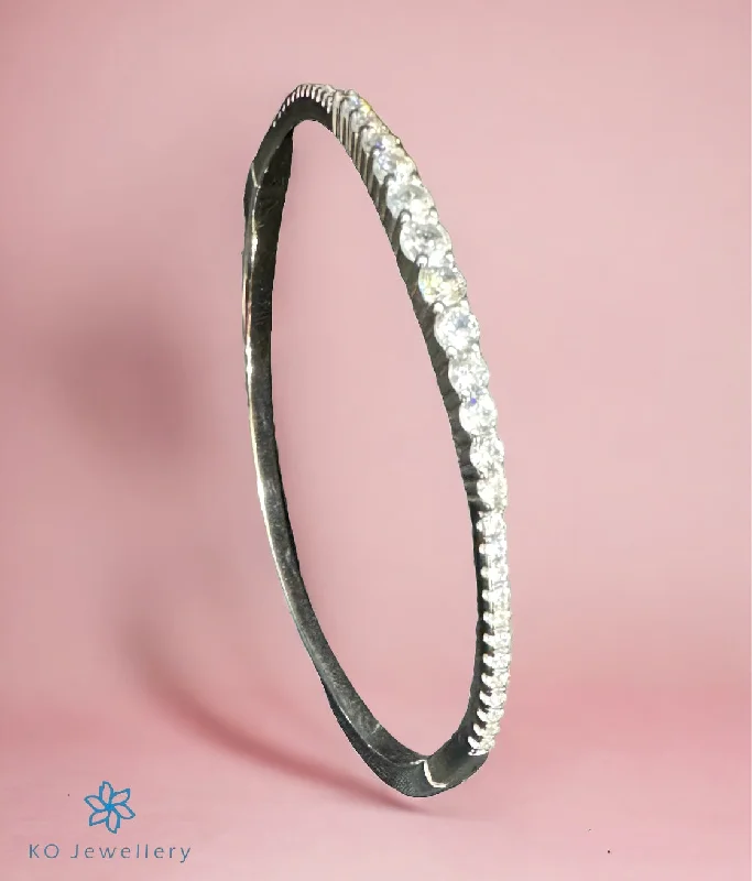 Stellar charm bangles-The Blaine Solitaire Silver Openable Bracelet