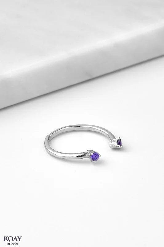 Quirky design rings-Double Zircon Purple (02) Ring