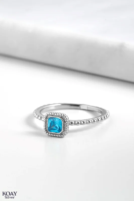 Pure crystal rings-Zircon Ring (081-Aqua stone )