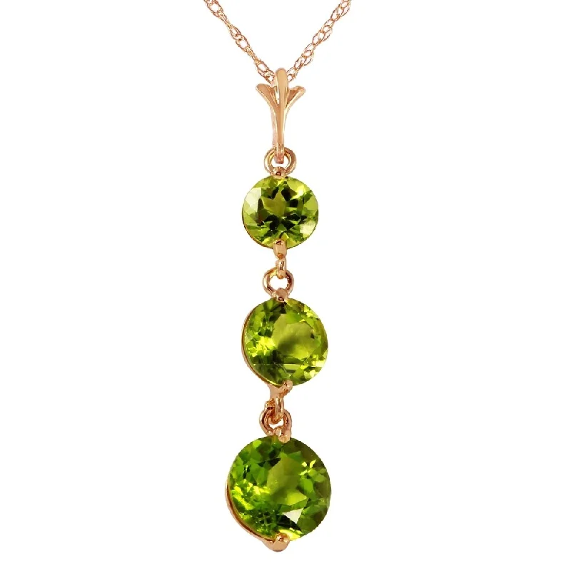 Neat-line necklaces-3.6 Carat 14K Rose Gold Necklace Natural Peridot