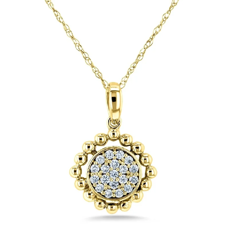 Agate stone necklaces-Annello by Kobelli 10k Gold 1/6ct TDW Round Diamond Cluster Flower Necklace