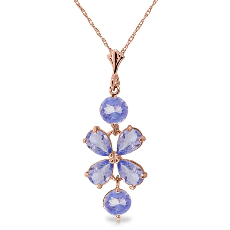 Tight clasp necklaces-3.15 Carat 14K Rose Gold Necklace Natural Tanzanite