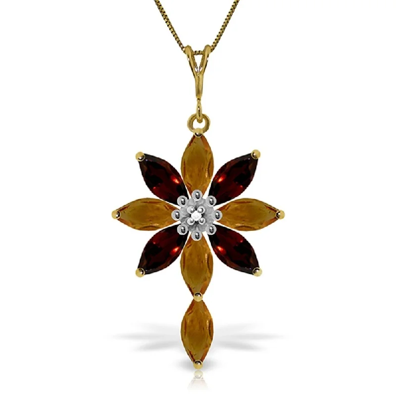 Radiant charm necklaces-2 Carat 14K Gold Necklace Diamond, Citrine Garnet