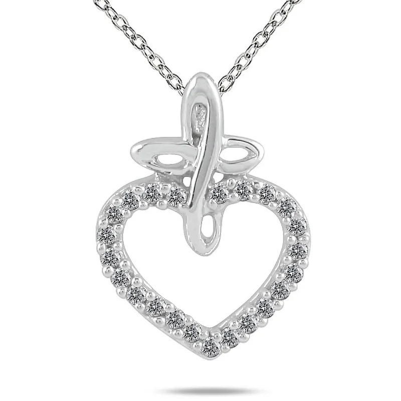 Luxe gem necklaces-Marquee 10k White Gold 1/10ct TDW Diamond Heart Necklace (I-J, I1-I2)