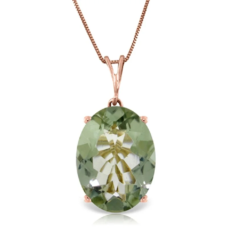 Chic art necklaces-14K Rose Gold Necklace w/ Oval Green Amethyst