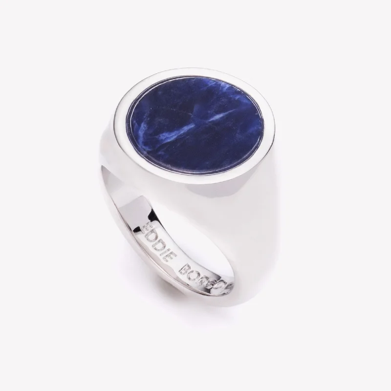 Bead trim rings-INLAID SIGNET RING - LAPIS LAZULI